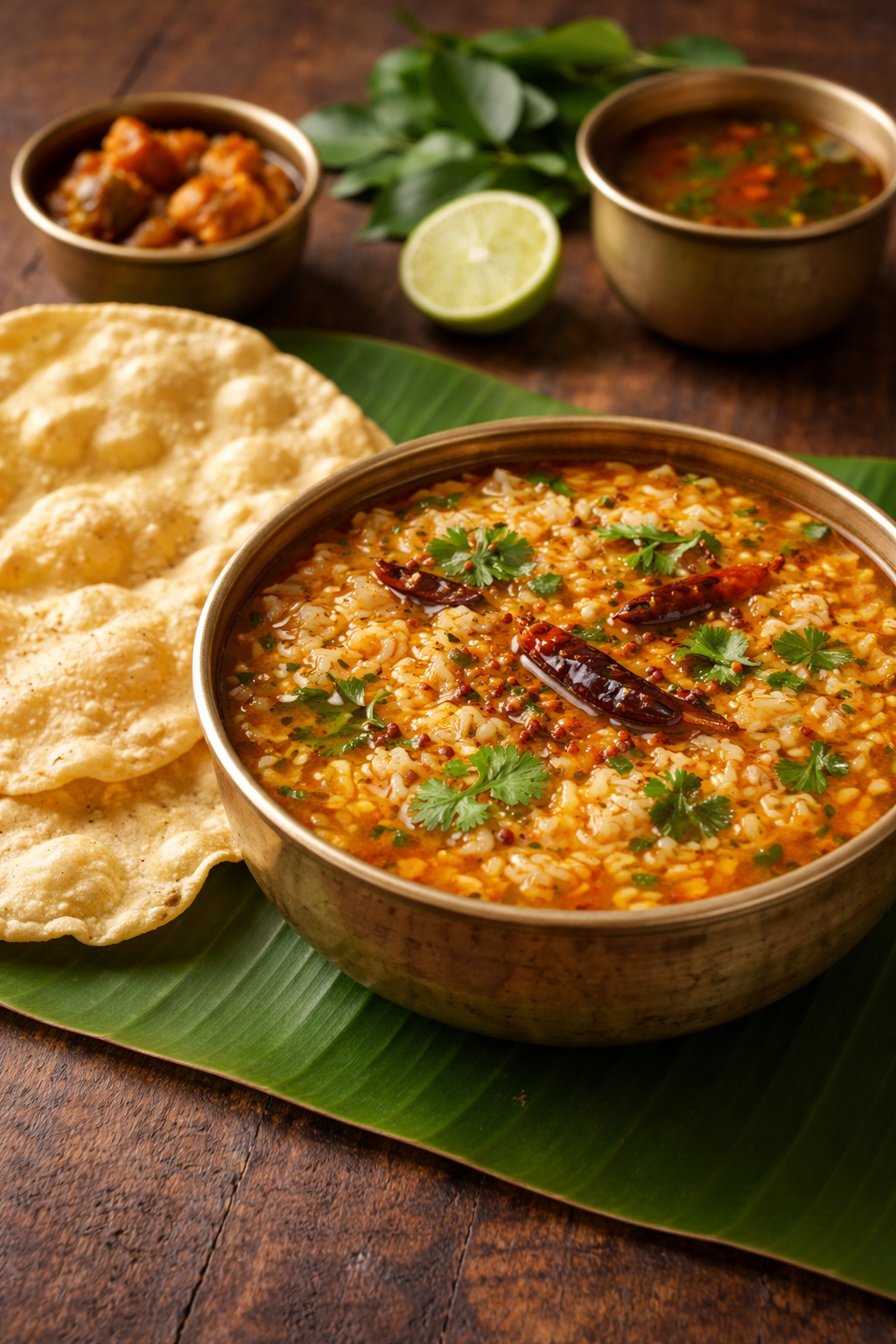 Rasam Rice with Papad