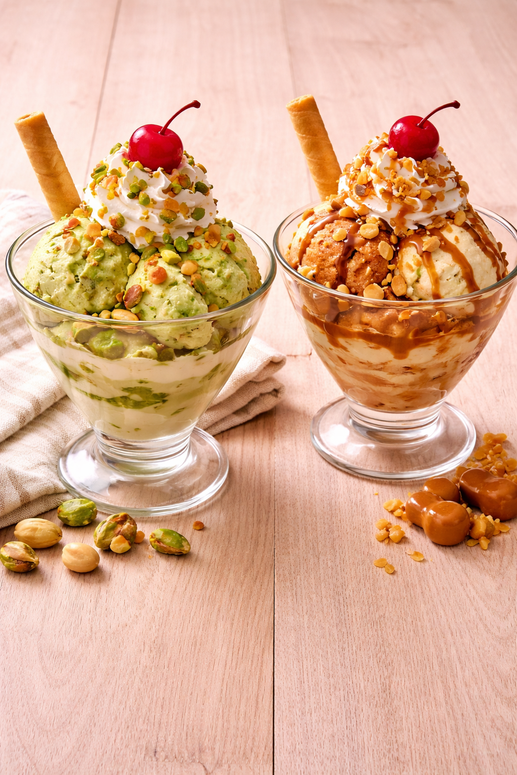 Pista Passion + Butterscotch Caramel Sundae