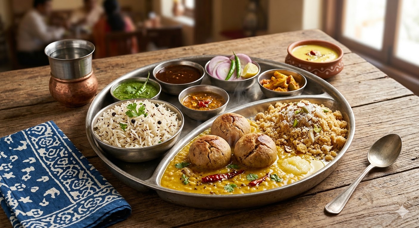 Jeera rice+ Dal Bhati Churma( sunday special)