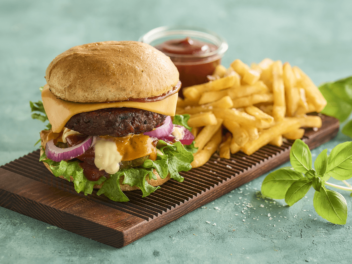 Veg Cheese Burger +Fries