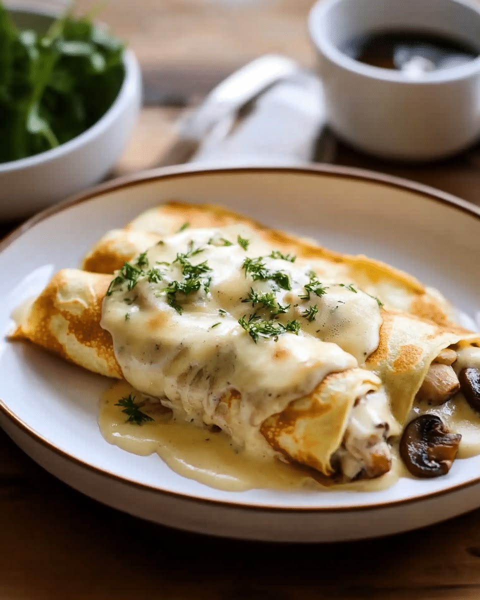 Creamy Mushroom Savoury Crepes