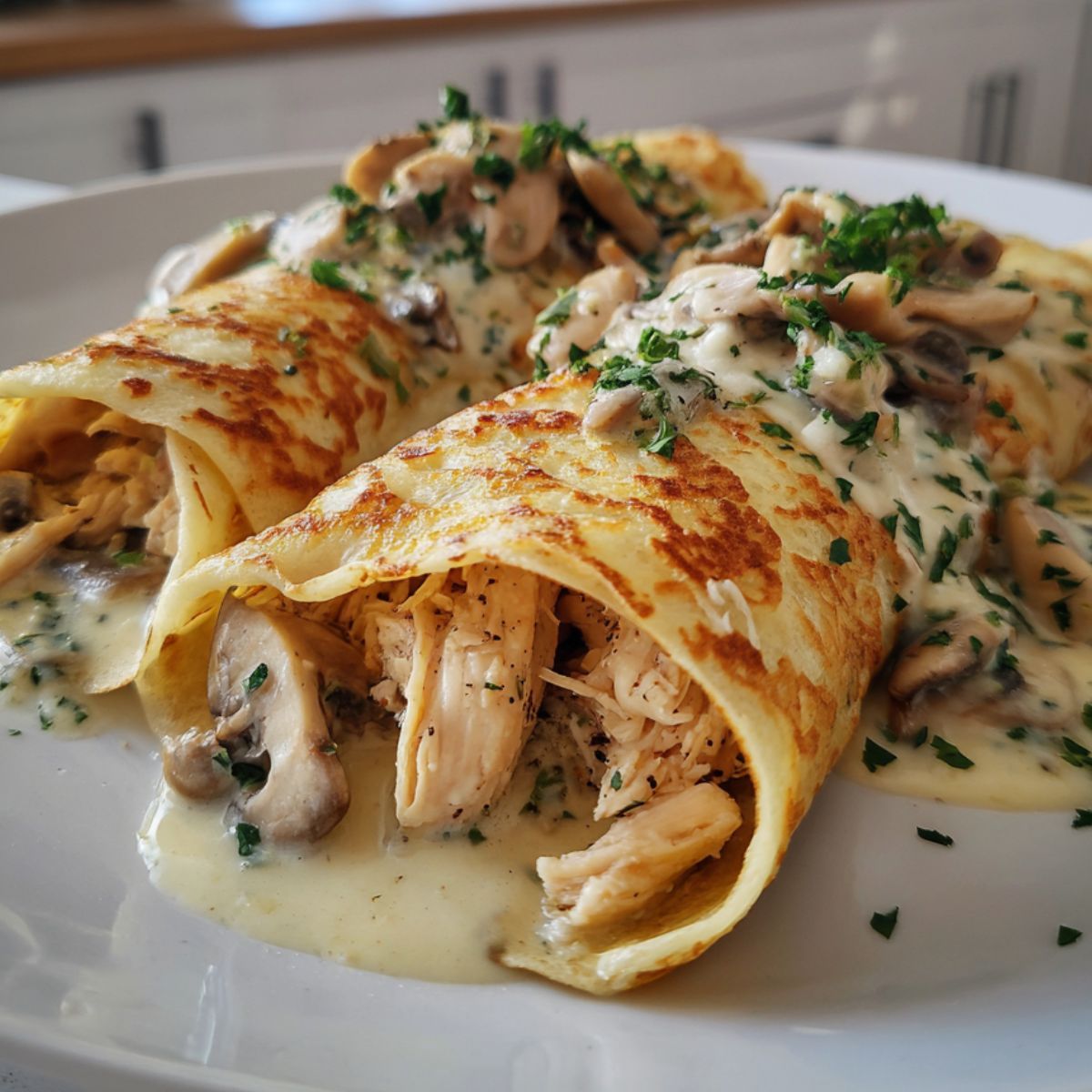 Creamy Chicken & Mushroom Savoury Crepe