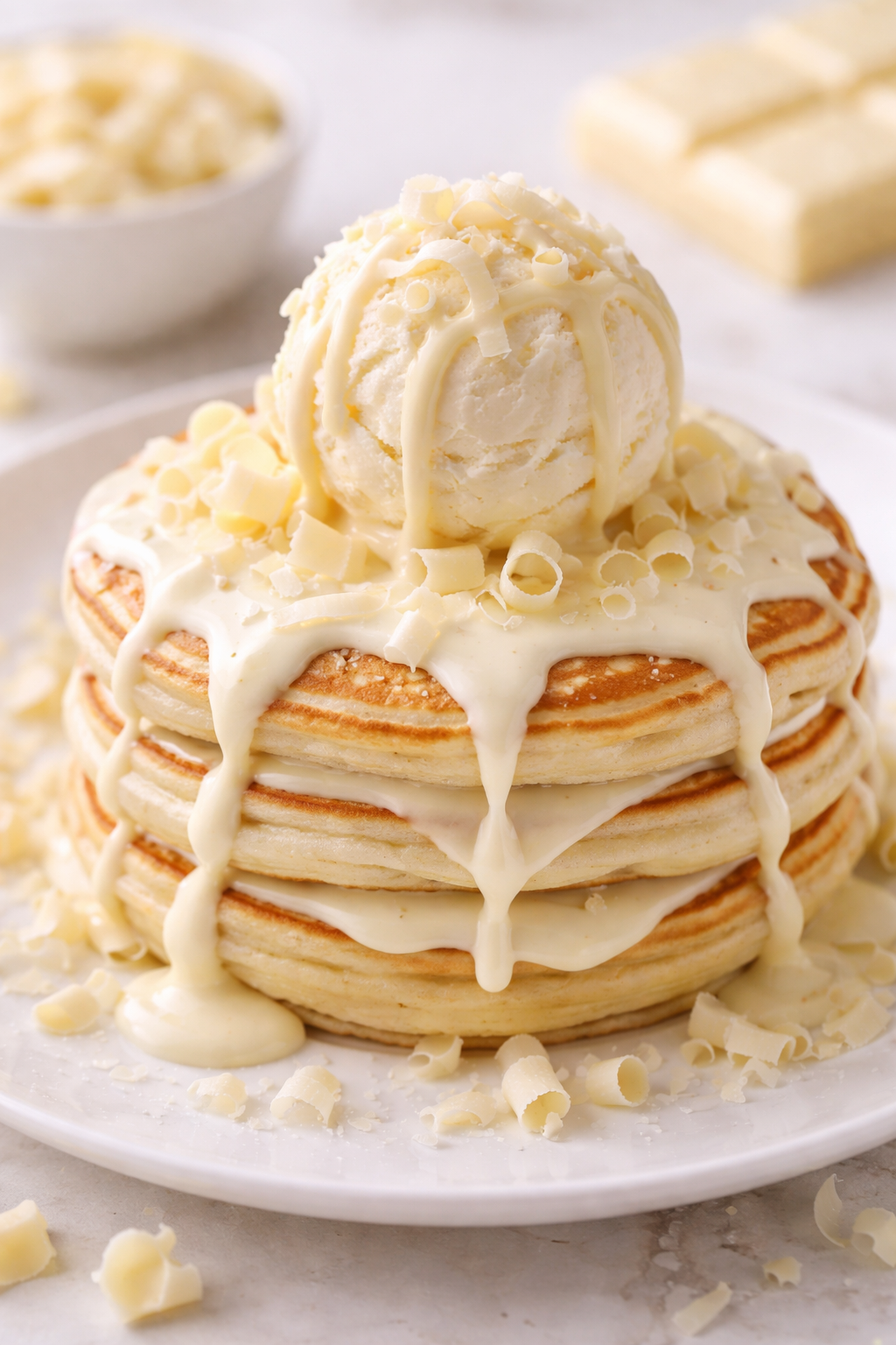 White Chocolate Pancake Sundae