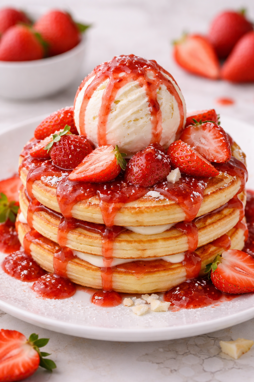 Strawberry Farmhouse Pancake Sundae
