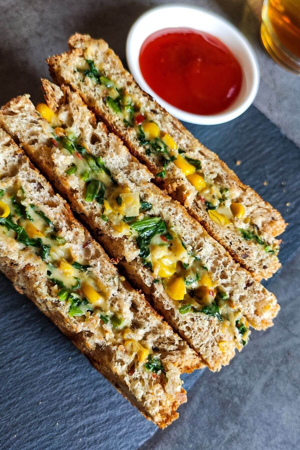 Corn and Spinach Sandwich