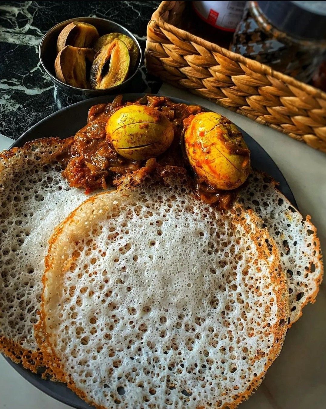 Appam with Egg Curry