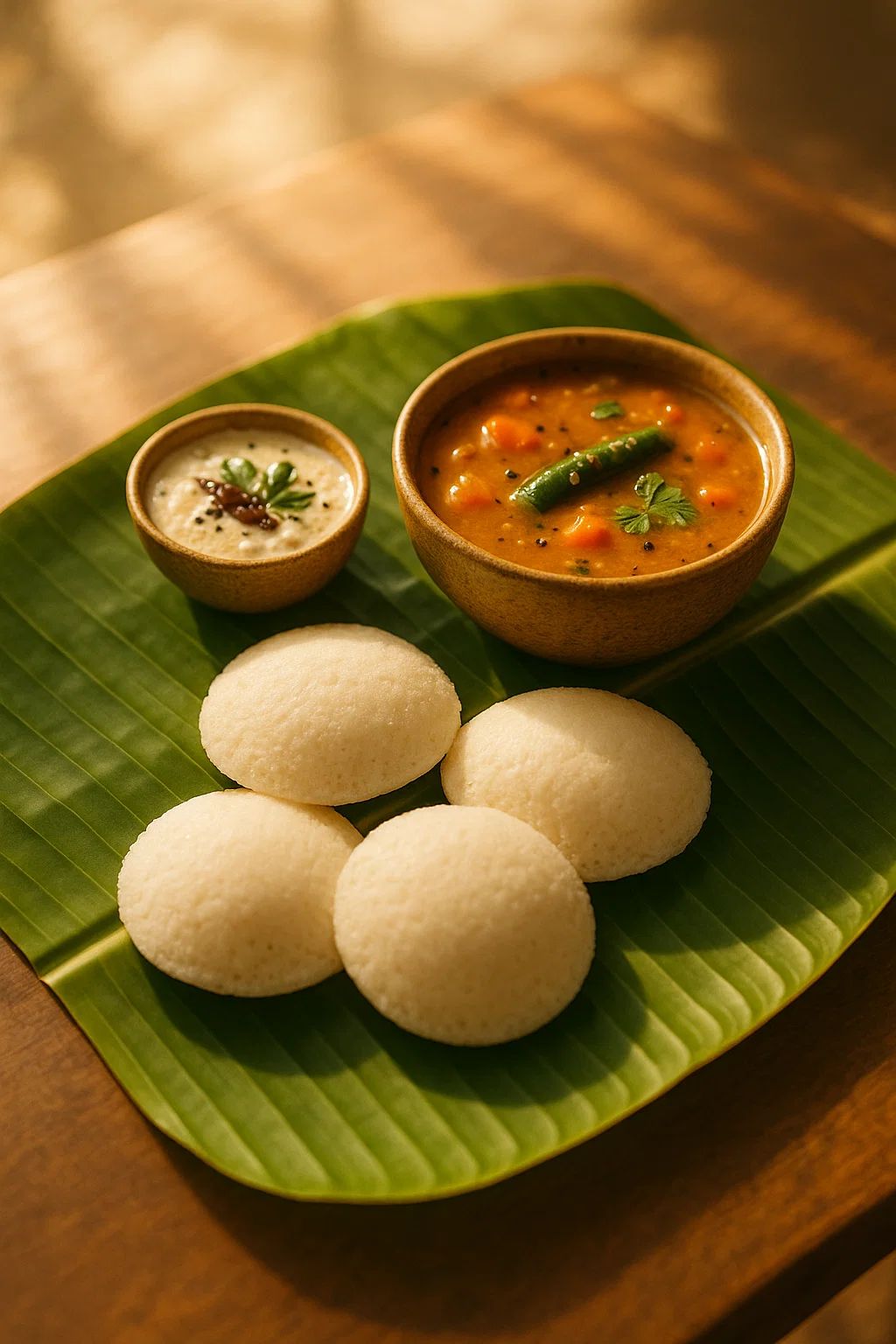Idly (2 Pcs) with Sambar & Chutney