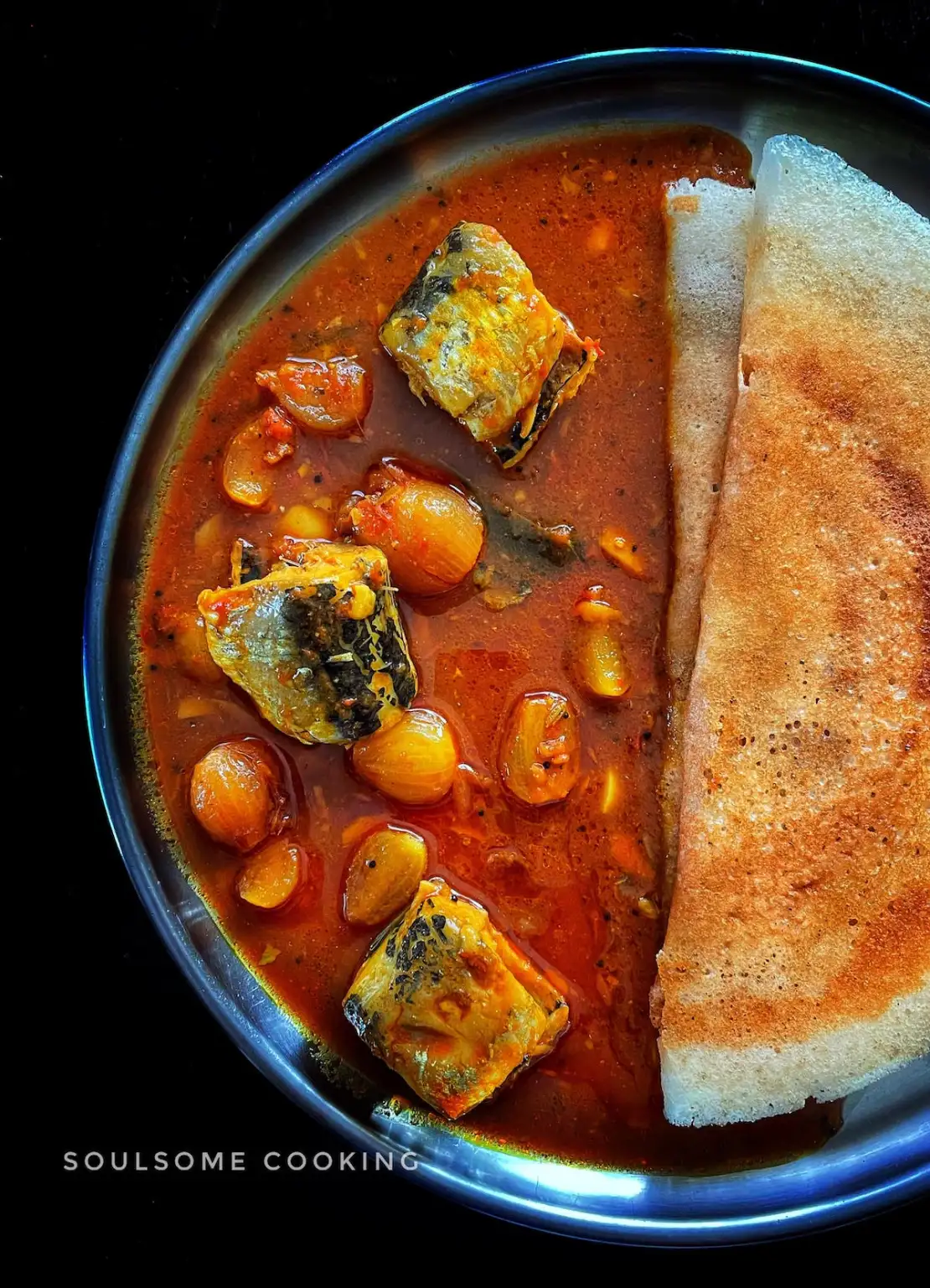 Dosa with Meen Kolambu