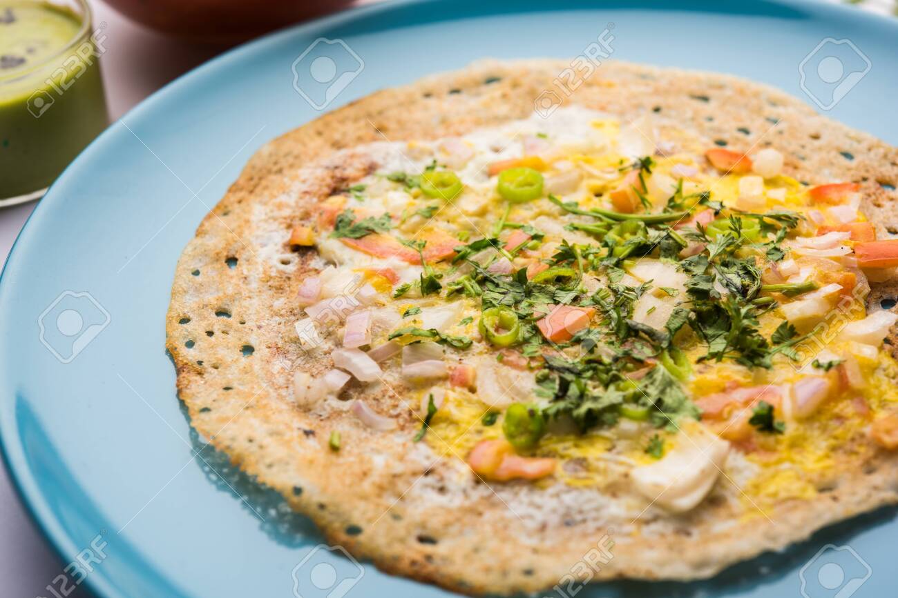 Egg Onion Dosai with Sambar & Chutney