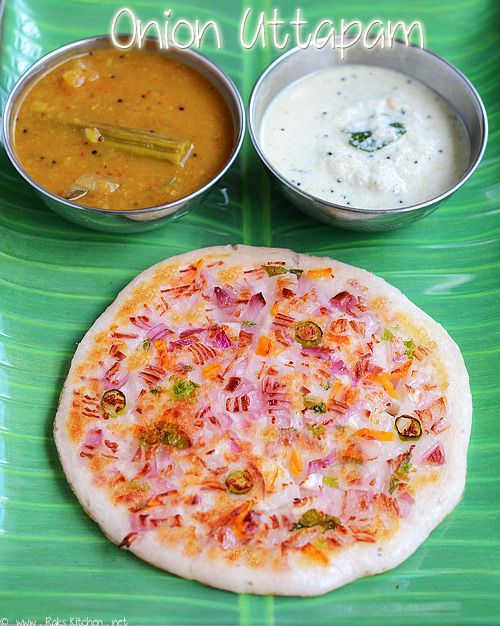 Onion Uthappam (2 Pcs) with Sambar & Chutney