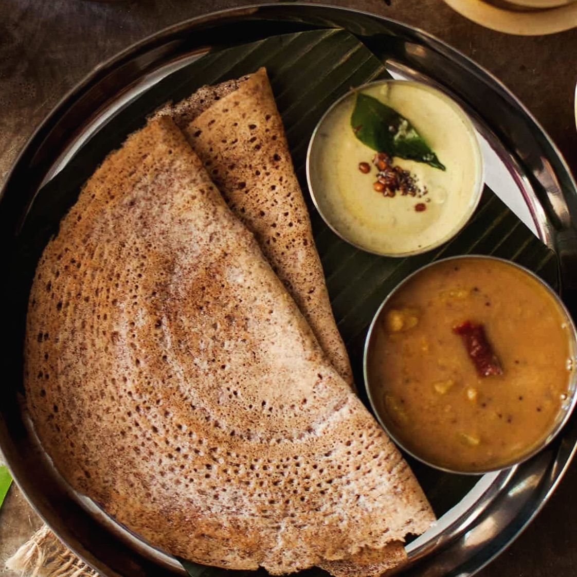 Wheat Dosa with Sambar & Chutney