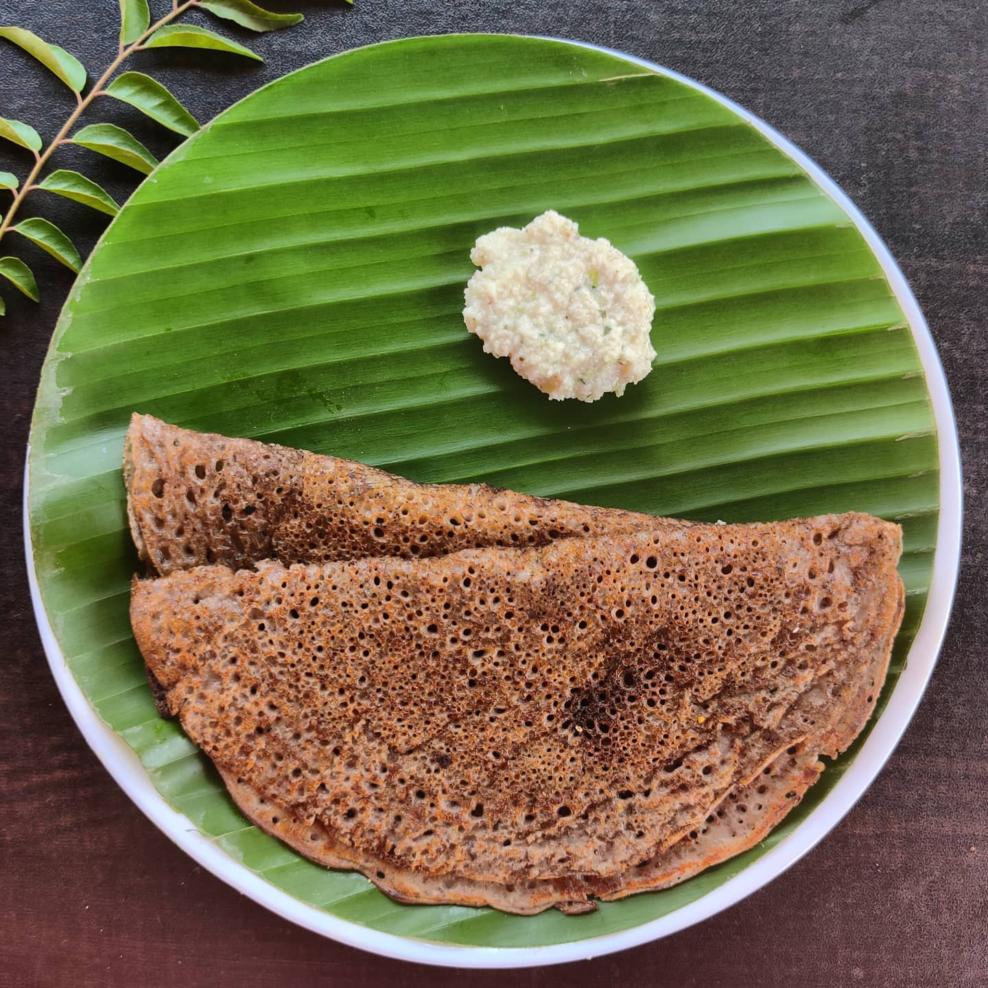 Ragi Dosa with Coconut Chutney