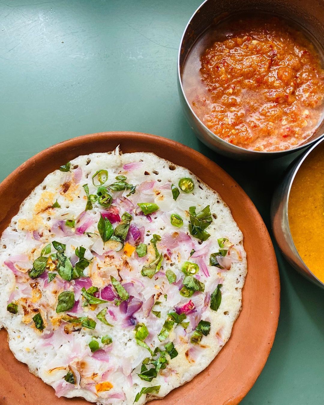 Single Onion Egg Dosai with Sambar & Chutney