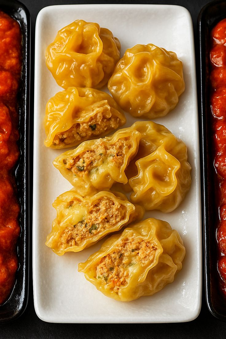 Cheese Chicken Momo - 6 Pcs (PAN FRIED)