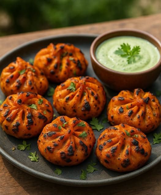 Chicken Charcoal Momo - 6 Pcs (PAN FRIED)