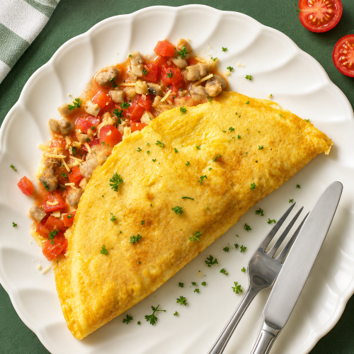 Creamy Chicken & Mushroom Omelette