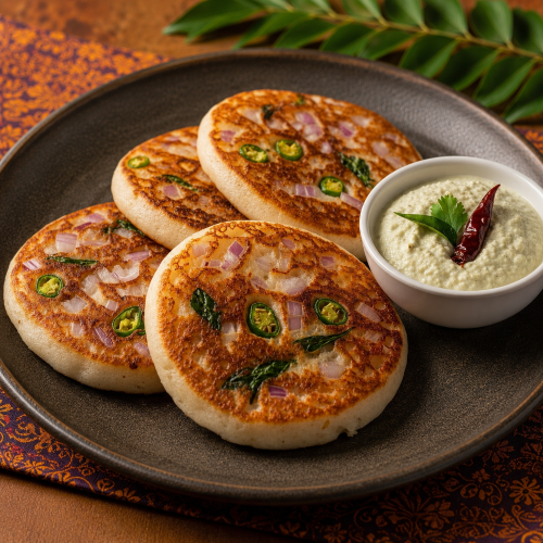 Onion Uthappam ,3pcs - 250ml Chutney