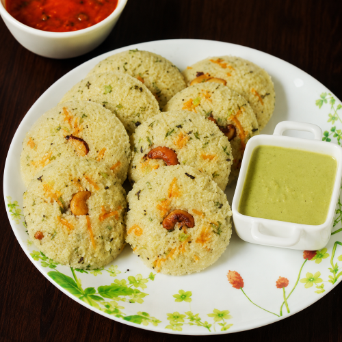 Rava Idly ,5pcs - 250ml Sambar ,100ml Chutney