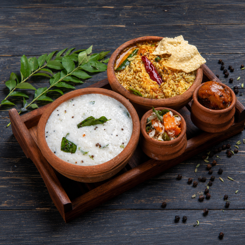 Sambar rice 250ml ,Curd rice 250ml ,Veggies 100ml (Combo)