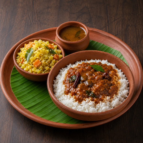 Vatha Kuzhambu Rice ,500ml - poriyal ,100ml