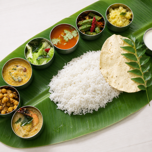 South India Meal( 750 rice,100ml poriyal ,Vadai ,250ml Sambar,100ml Rasam, moru))