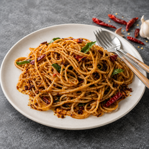 Chilly Garlic Chicken Noodles