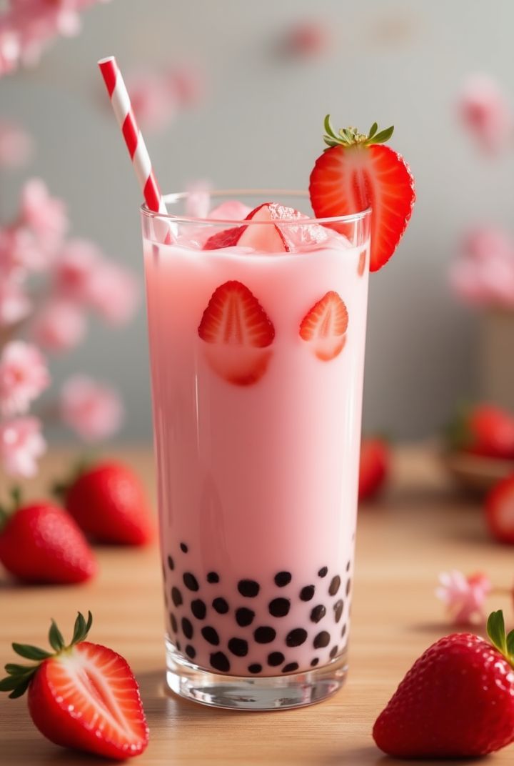 Strawberry Boba Milkshake 