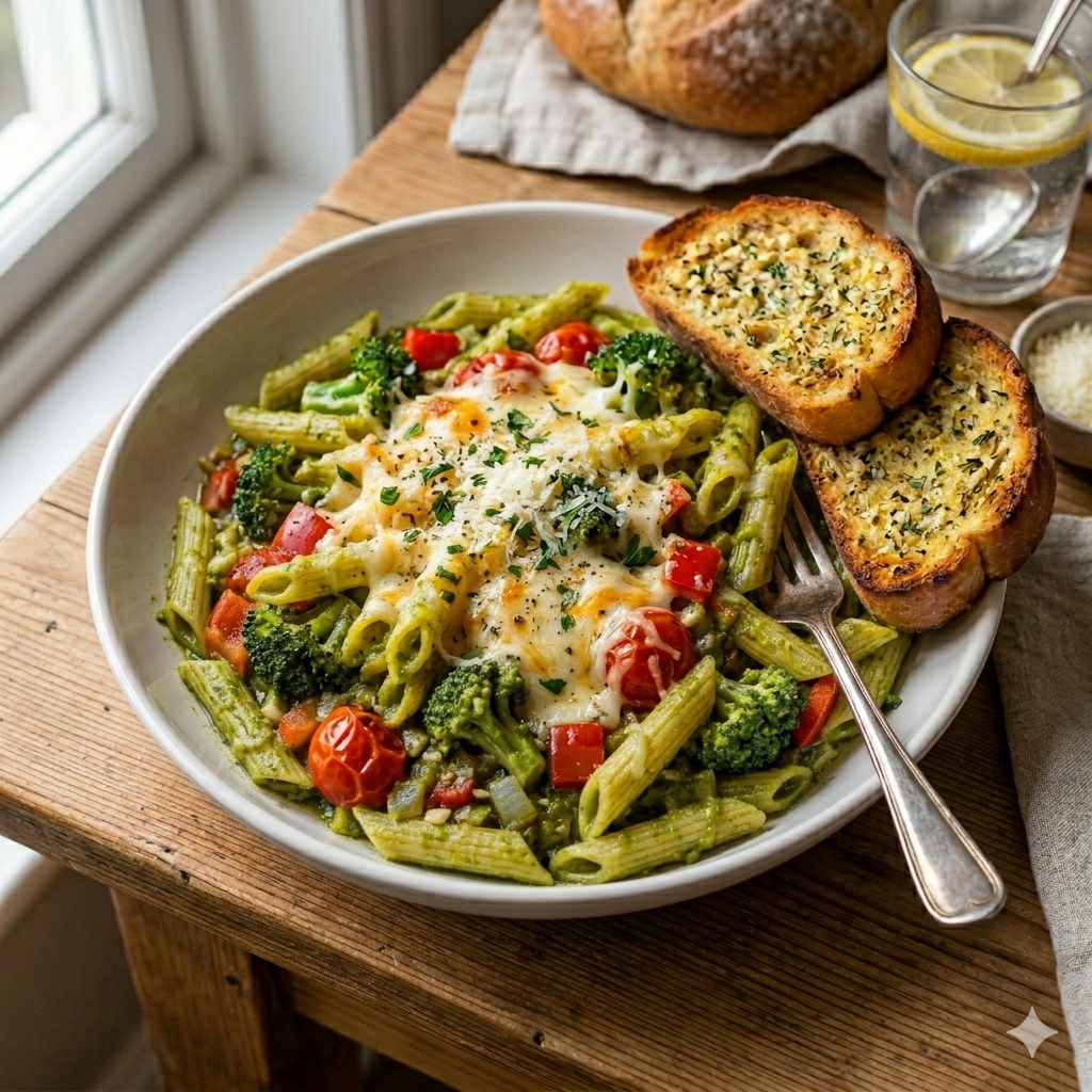 Cheese Pasta With Pesto sauce