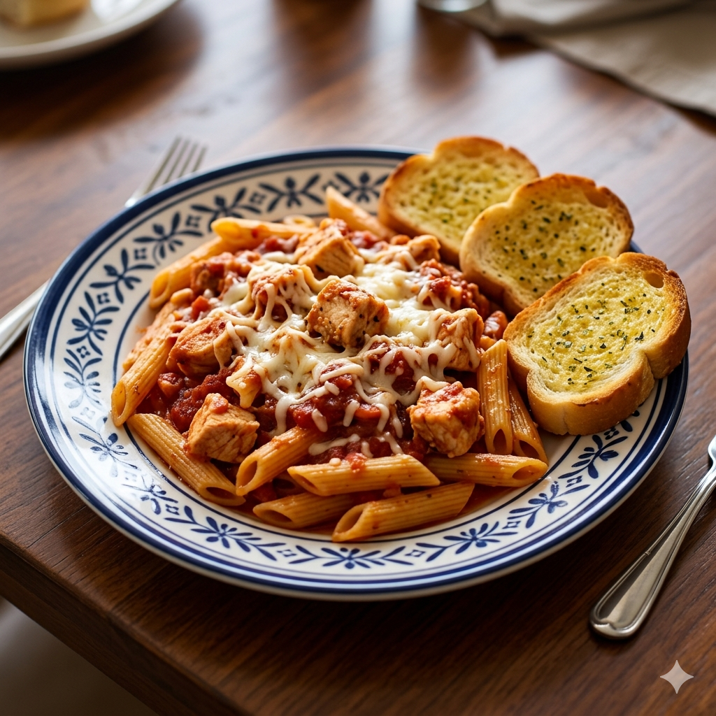Chicken Cheese Pasta With Red Sauce
