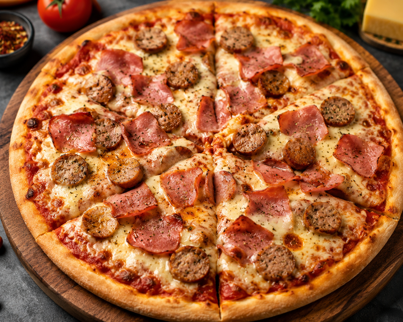 Smoked Ham Sausage Pizza
