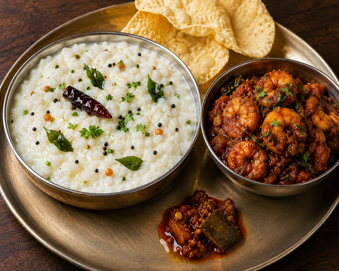 Curd Rice + Prawn Thokku
