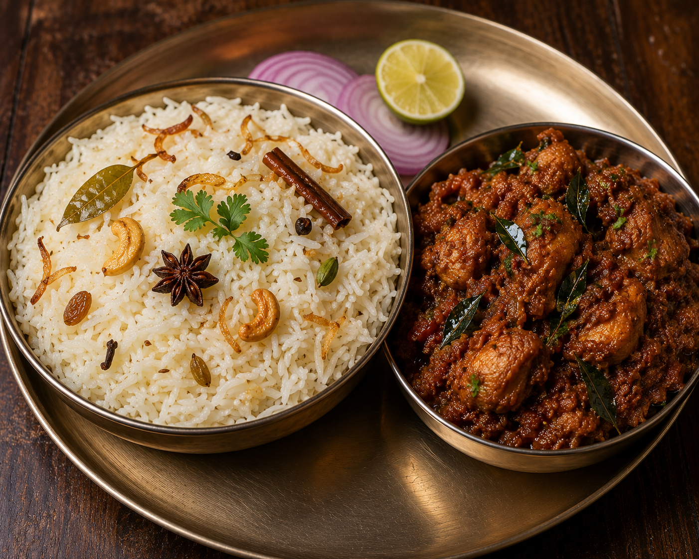 Ghee Rice + Chicken Thokku