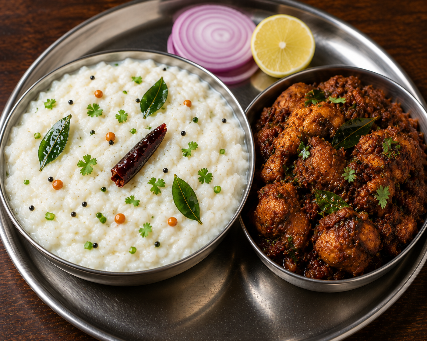 Curd Rice + Chicken Thokku