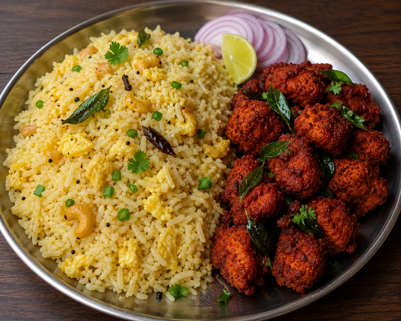 Egg Ghee Rice + Chicken 65