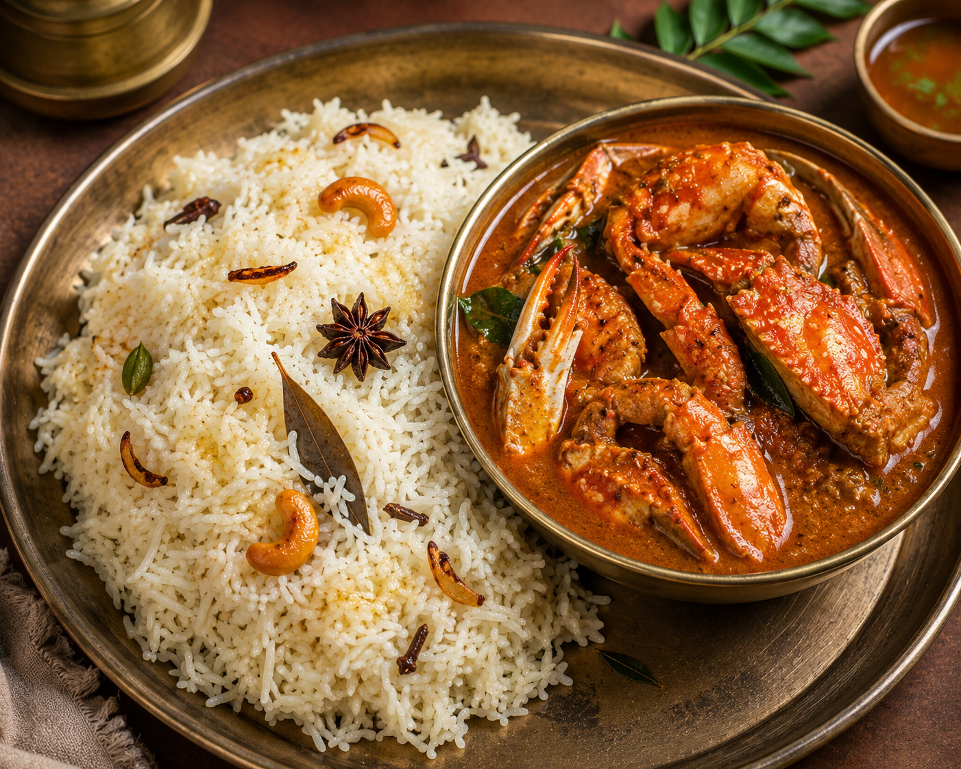 Ghee Rice + Crab Kozhambu 