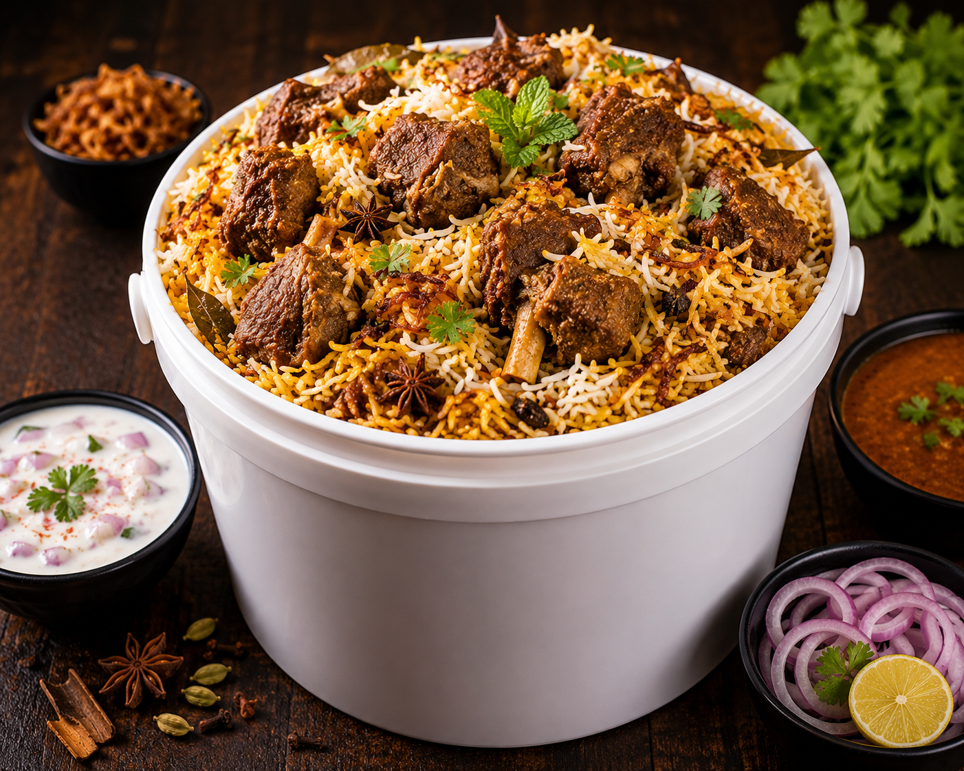 Mutton Bucket Biriyani ( For 10 Persons)