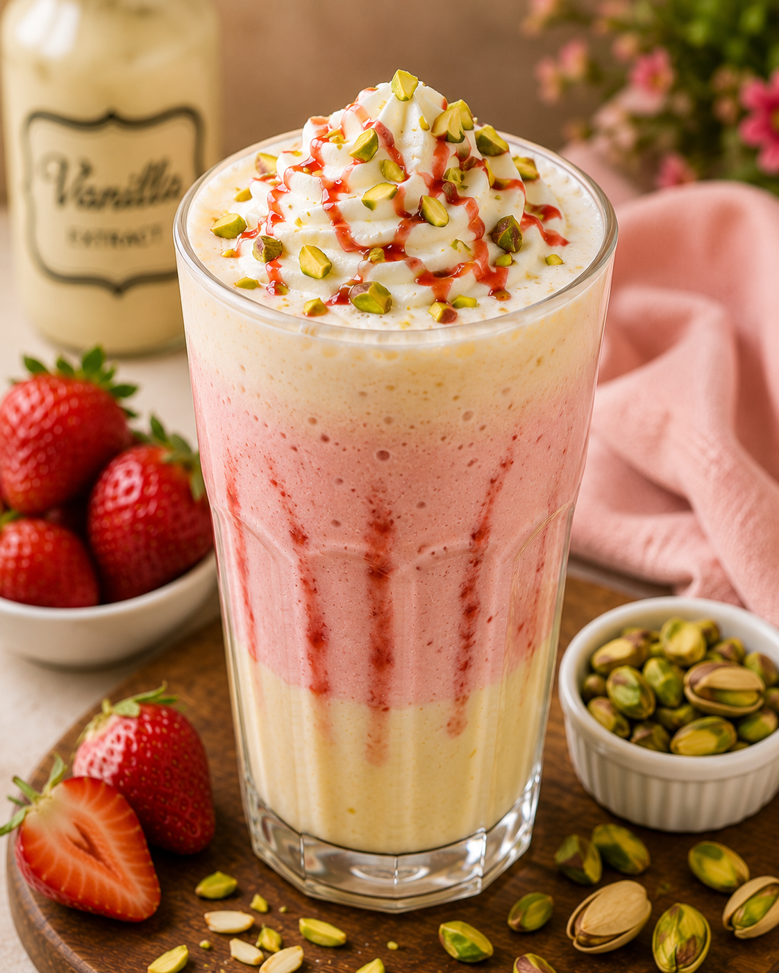 Vanilla+Strawberry+Pista Milkshake