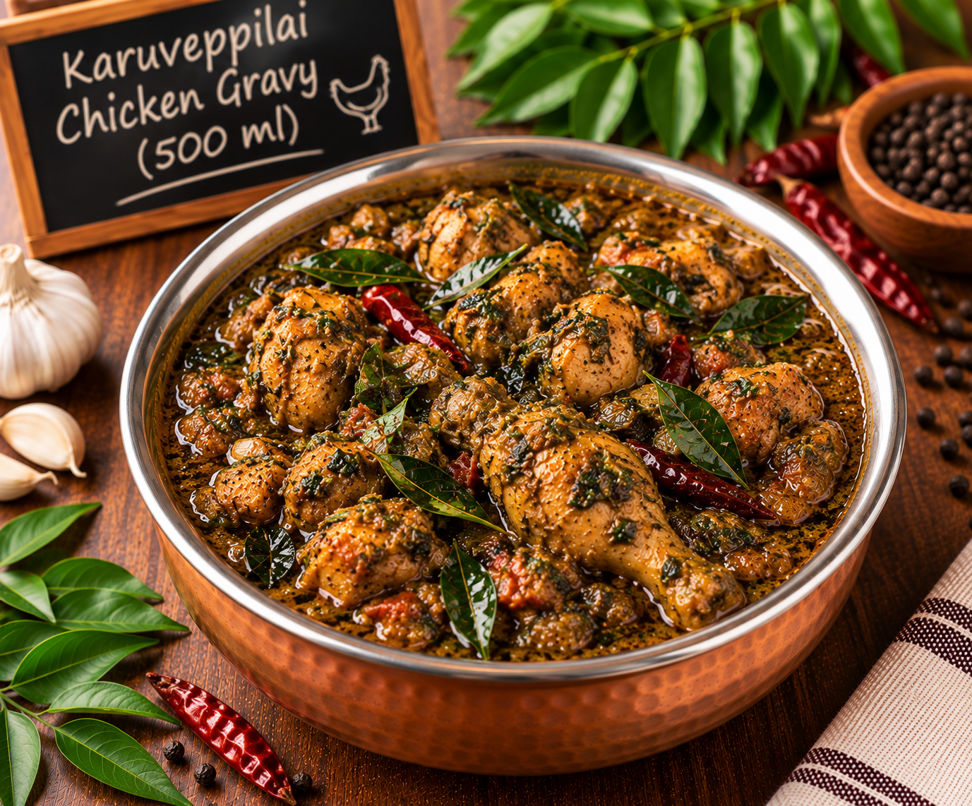 Binu's Kitchen Karuveppilai Chicken Gravy (500 ml)