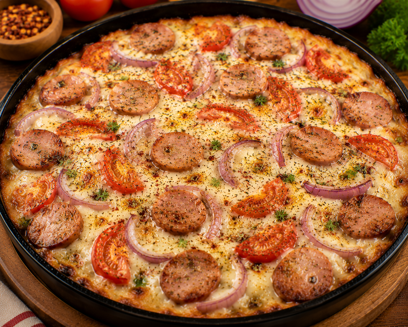 Pork Sausage - Onion Tomato Cheese