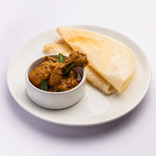 Dosa with Chicken Kolambu