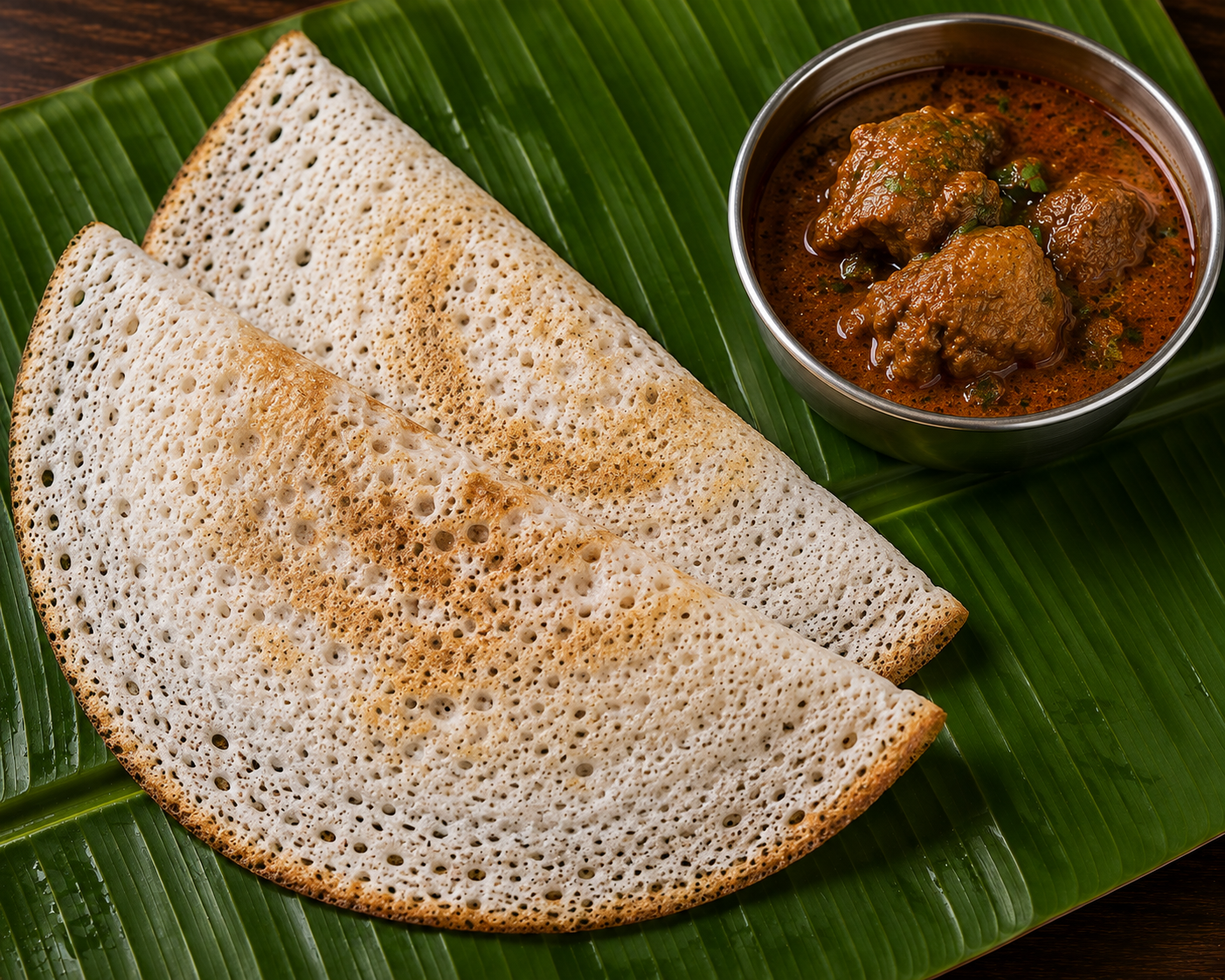 Kal Dosa 2 Pcs With Chicken Kuzhambu