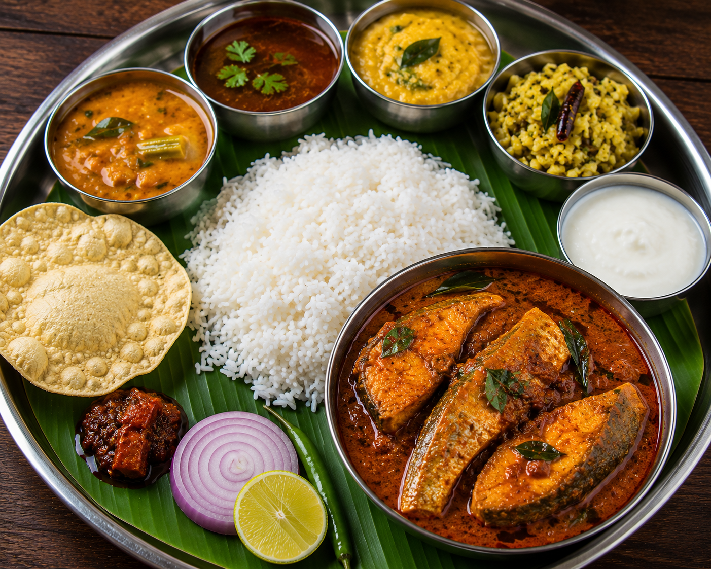 Fish Curry Meal With Fish Fry