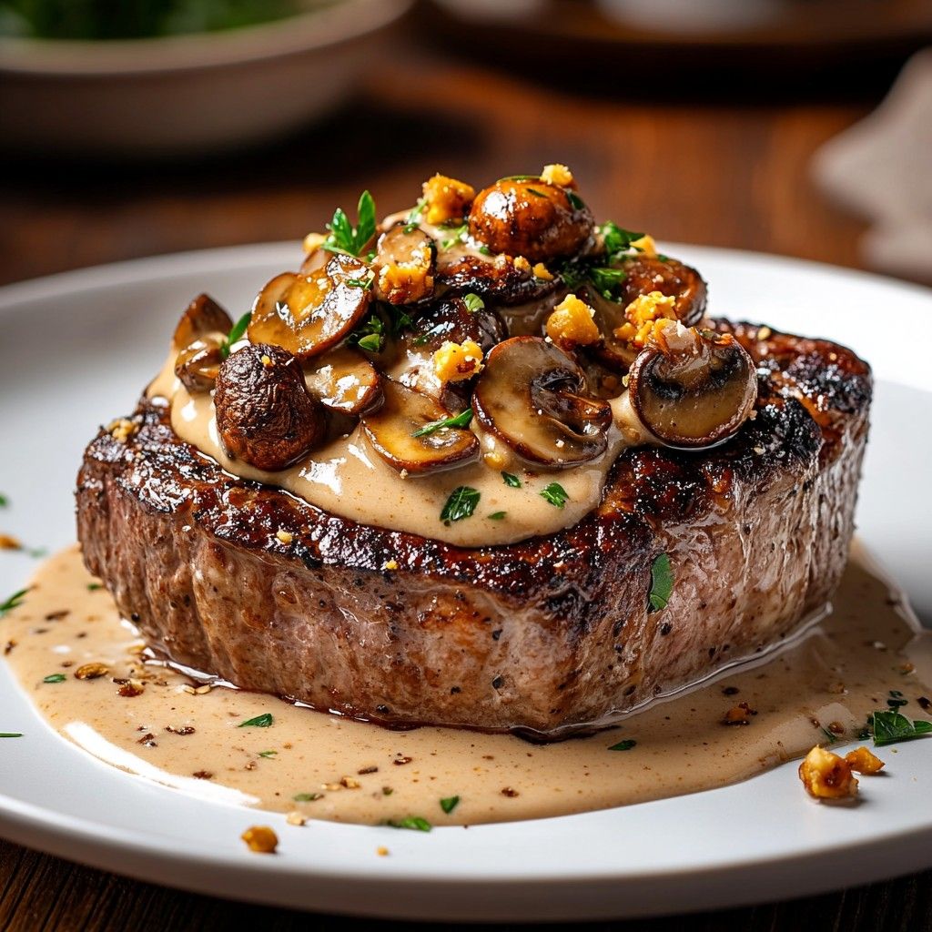 Paneer Steak With Mushroom Sauce