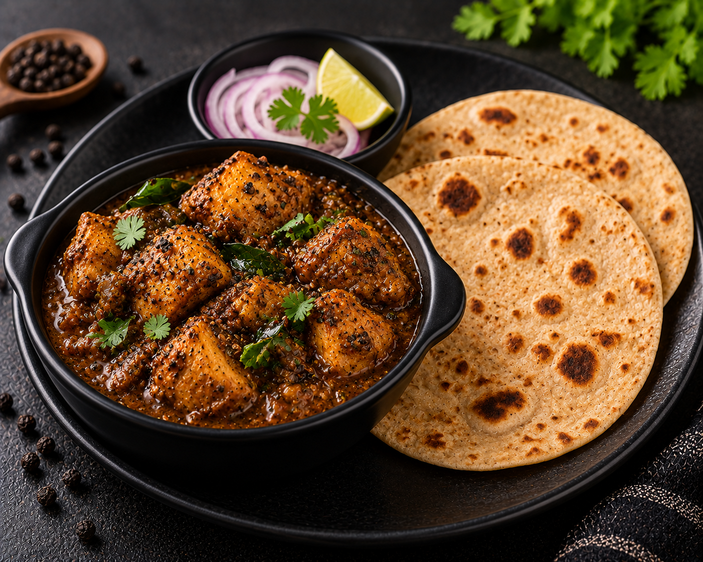 Pepper Chicken Masala + 2 Roti (Mini)