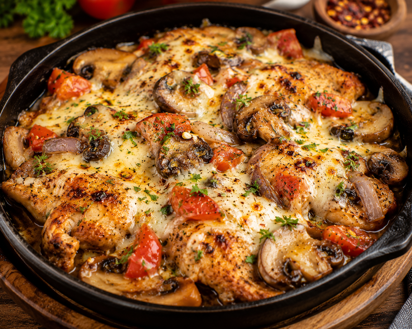 Chicken Mushroom - Onion Tomato Cheese