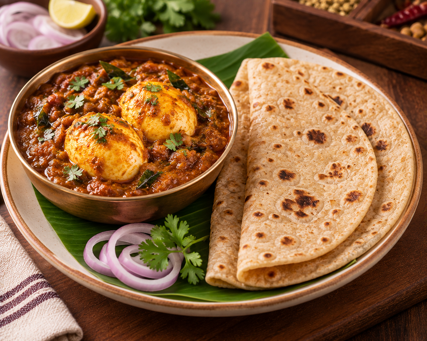 4 Chapathi + Egg Masala (1 egg - 250ml)