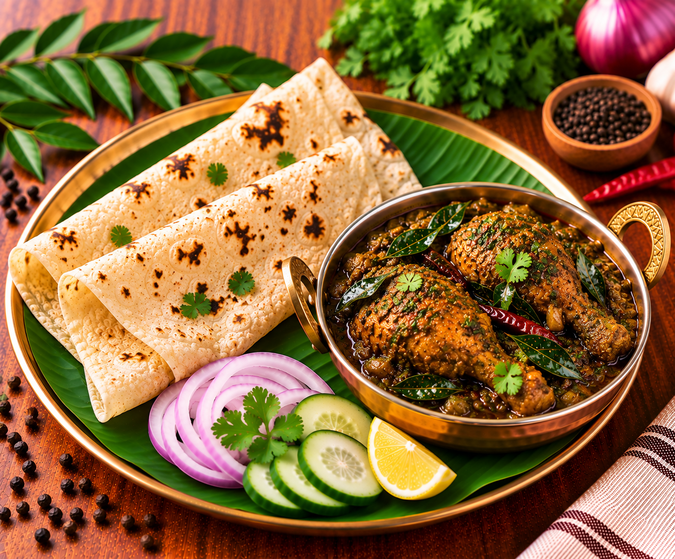4 Rumali Roti + Kerala Chicken (3 Pcs - 250ml)