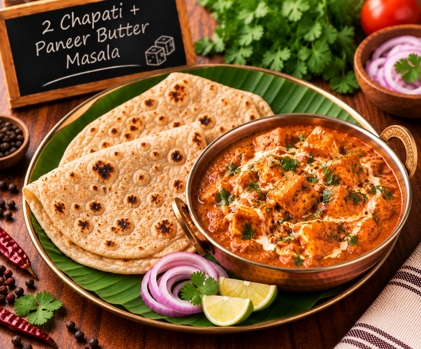 2 Chapati + Paneer Butter Masala (160 ml)
