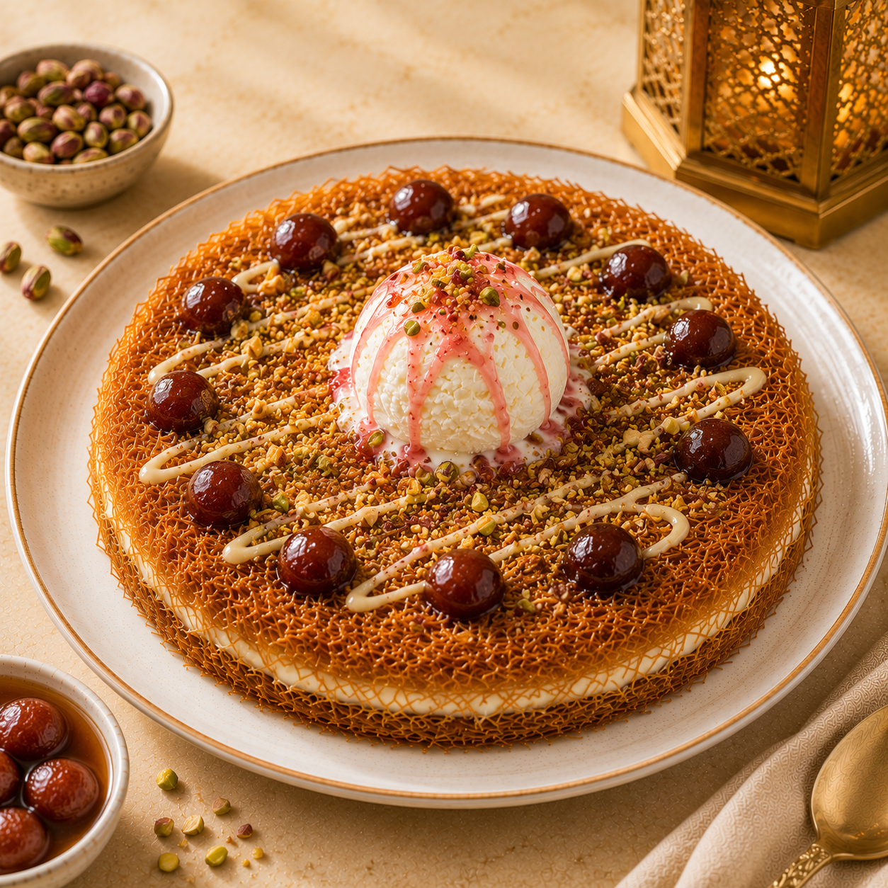 Classic Round Jamun & Icecream Kunafa