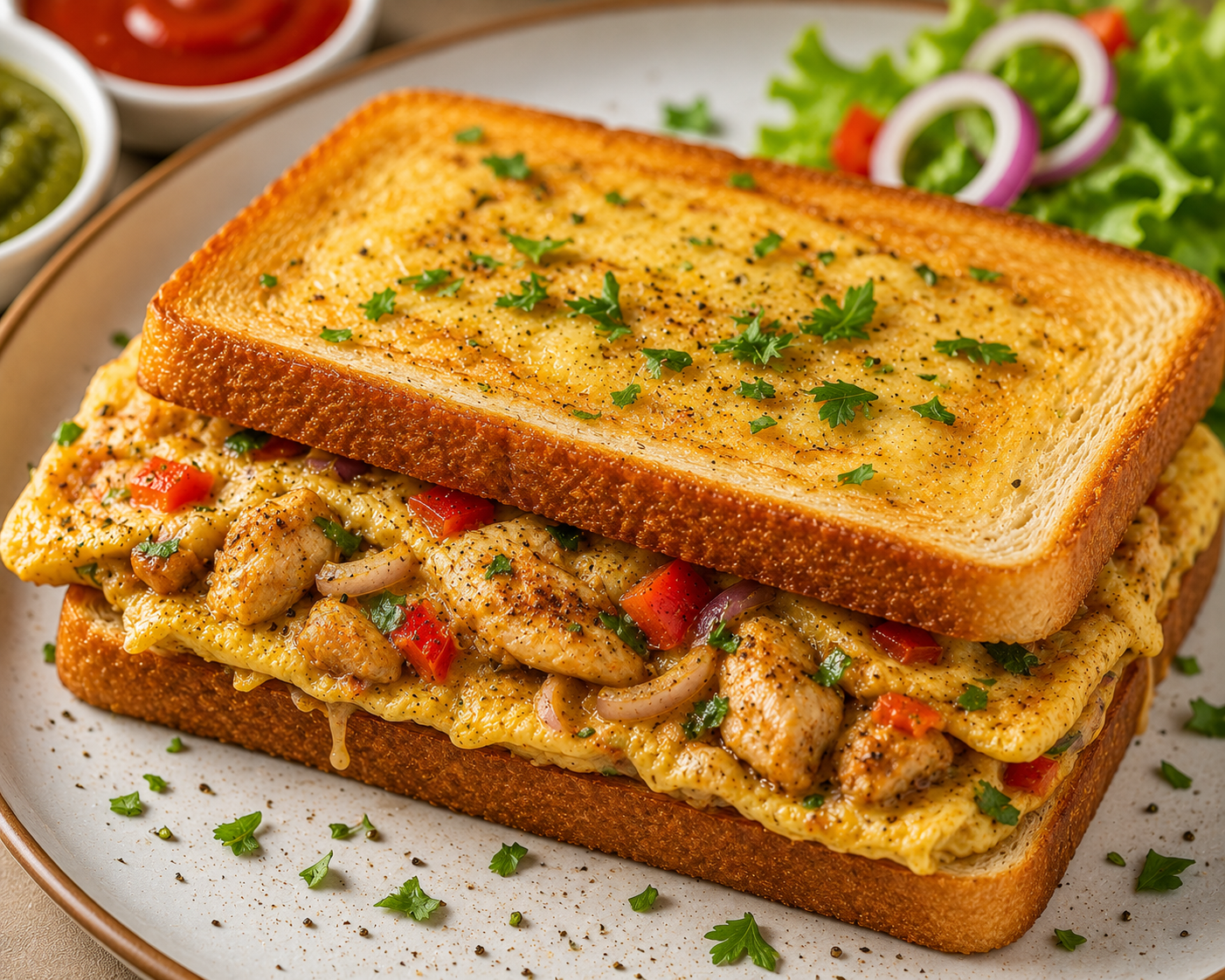 Chicken Bread Omelette